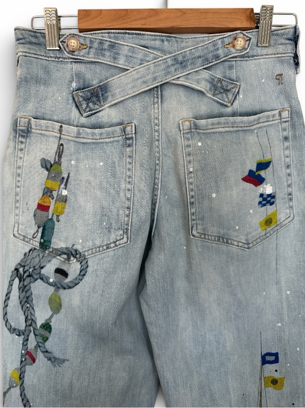 Anthropologie Pilcro Sailing Theme High-Rise Crop Tapered Carpenter Jeans - Picture 7 of 14